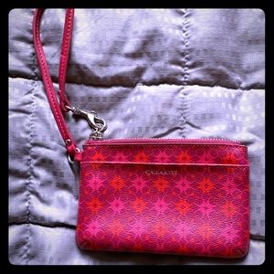 Pink and red coach wristlet